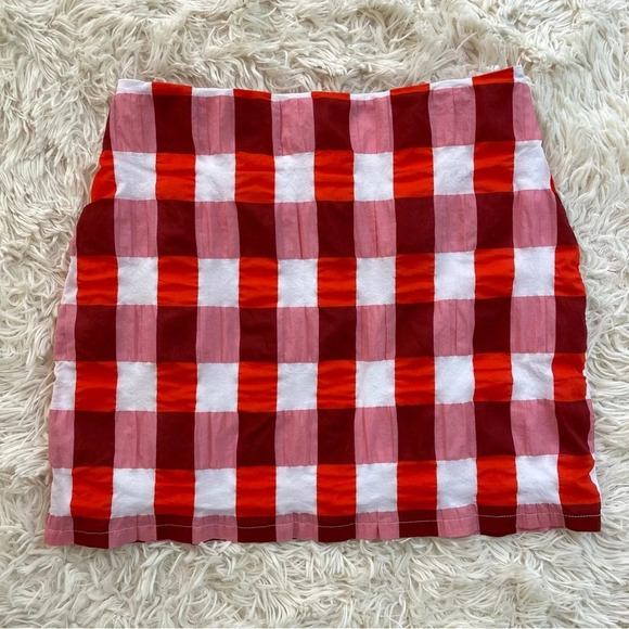 Judith March Dresses & Skirts - Judith March mini checkered skirt cotton blend red white burgundy size S